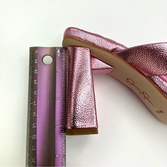 Jessica Simpson Size‎ 7 Zayde Metallic Barbie Pink Slip On Sandals Heels Shoes - Picture 16 of 16